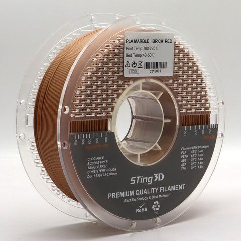 Пластик для 3d друку PLA Sting 3D Marble Brick Red /Мармурова цегла червона filament 1.75mm 1kg 9013 фото