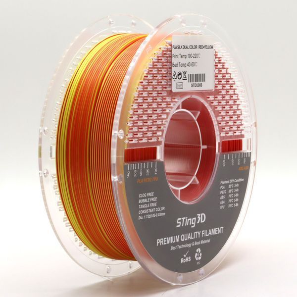Пластик для 3d друку PLA Sting 3D Silk Dual color Red+Yellow/ Шовк Червоно+Жовтий filament 1.75mm 1kg 9006 фото