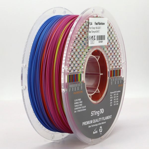 Пластик для 3d друку PLA Sting 3D Dual color Filament Fast Change Rainbow/ Райдуга filament 1.75mm 1kg 9012 фото