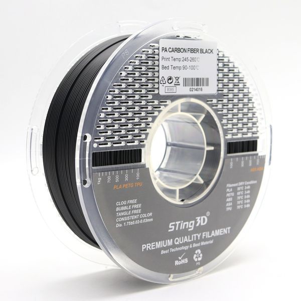 Пластик для 3d друку PA Carbon Fiber Sting 3D Black/ Нейлон з карбоном Чорний1kg 9100 фото