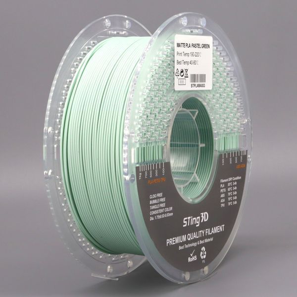Пластик для 3d друку PLA Sting 3D Pastel Matte Green / Пастель матовый Зелений filament 1.75mm 1kg 9001 фото