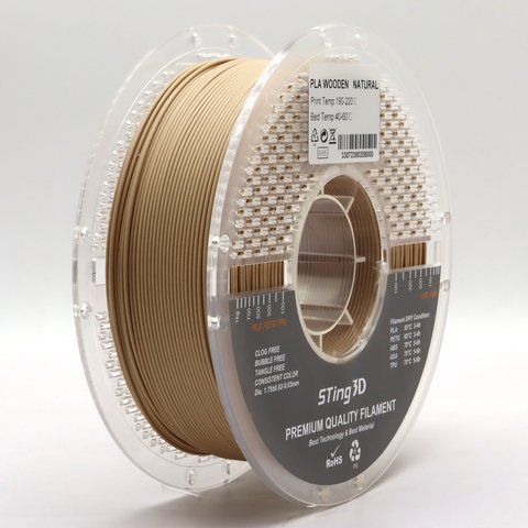 Пластик для 3d друку PLA Sting 3D Wooden Natural / Дерево натуральне filament 1.75mm 1kg 9040 фото
