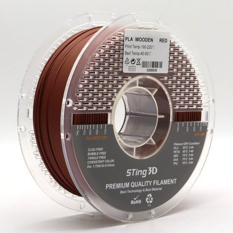 Пластик для 3d друку PLA Sting 3D Wooden Red / Червоне дерево filament 1.75mm 1kg 9040 фото