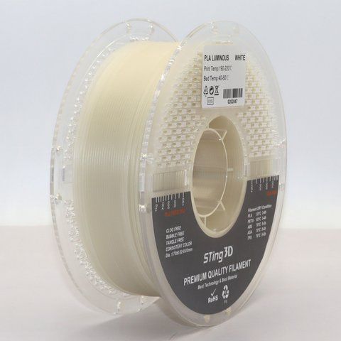 Пластик для 3d друку PLA Sting 3D Luminous White / Білий, що світиться 9047 фото