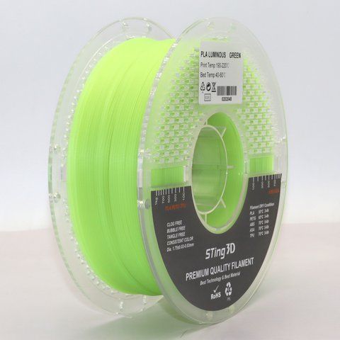 Пластик для 3d друку PLA Sting 3D Luminous Green / Зелений, що світиться 9047 фото