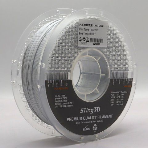 Пластик для 3d друку PLA Sting 3D Marble natural / мармур натуральний filament 1.75mm 1kg 9013 фото
