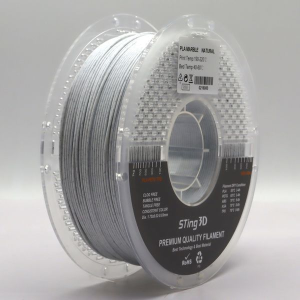 Пластик для 3d друку PLA Sting 3D Marble natural / мармур натуральний filament 1.75mm 1kg 9013 фото